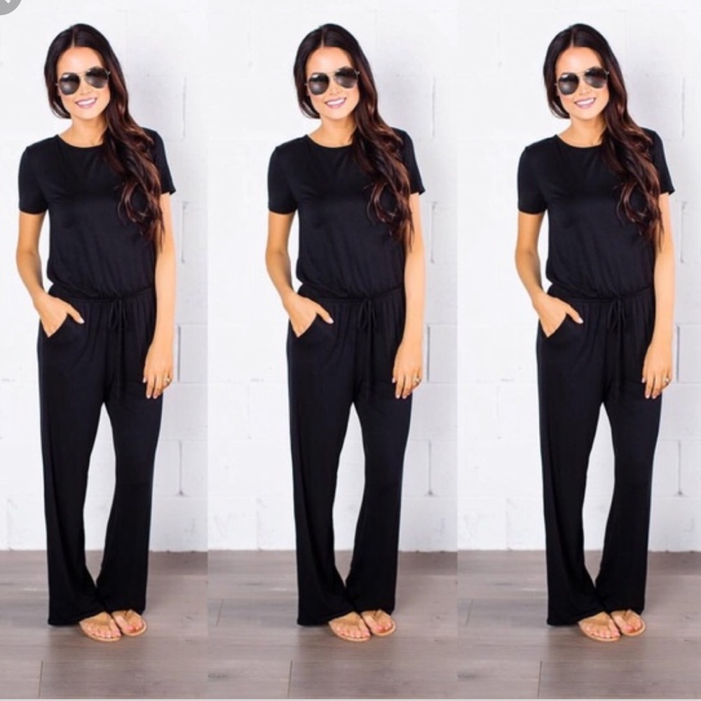 Black Short-Sleeve Jumpsuit Sz M Brand new! W tags